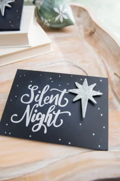 4.5" Navy Holy Night Plaque Ornament