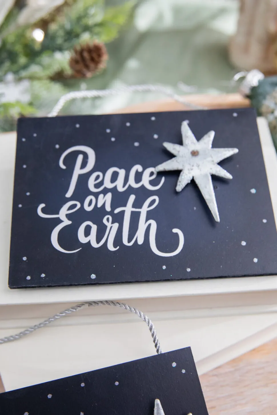 4.5" Navy Holy Night Plaque Ornament