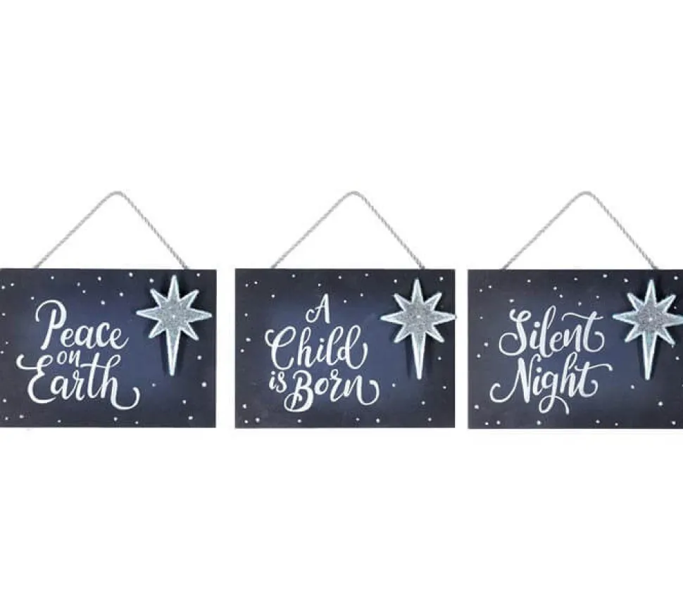 4.5" Navy Holy Night Plaque Ornament