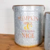 20” Nesting Galvanized Metal Pumpkin Spice Buckets - Set of 2