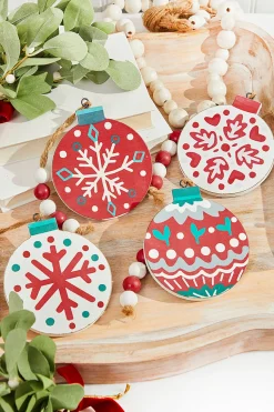 5” Nordic Pattern Wood Ornament