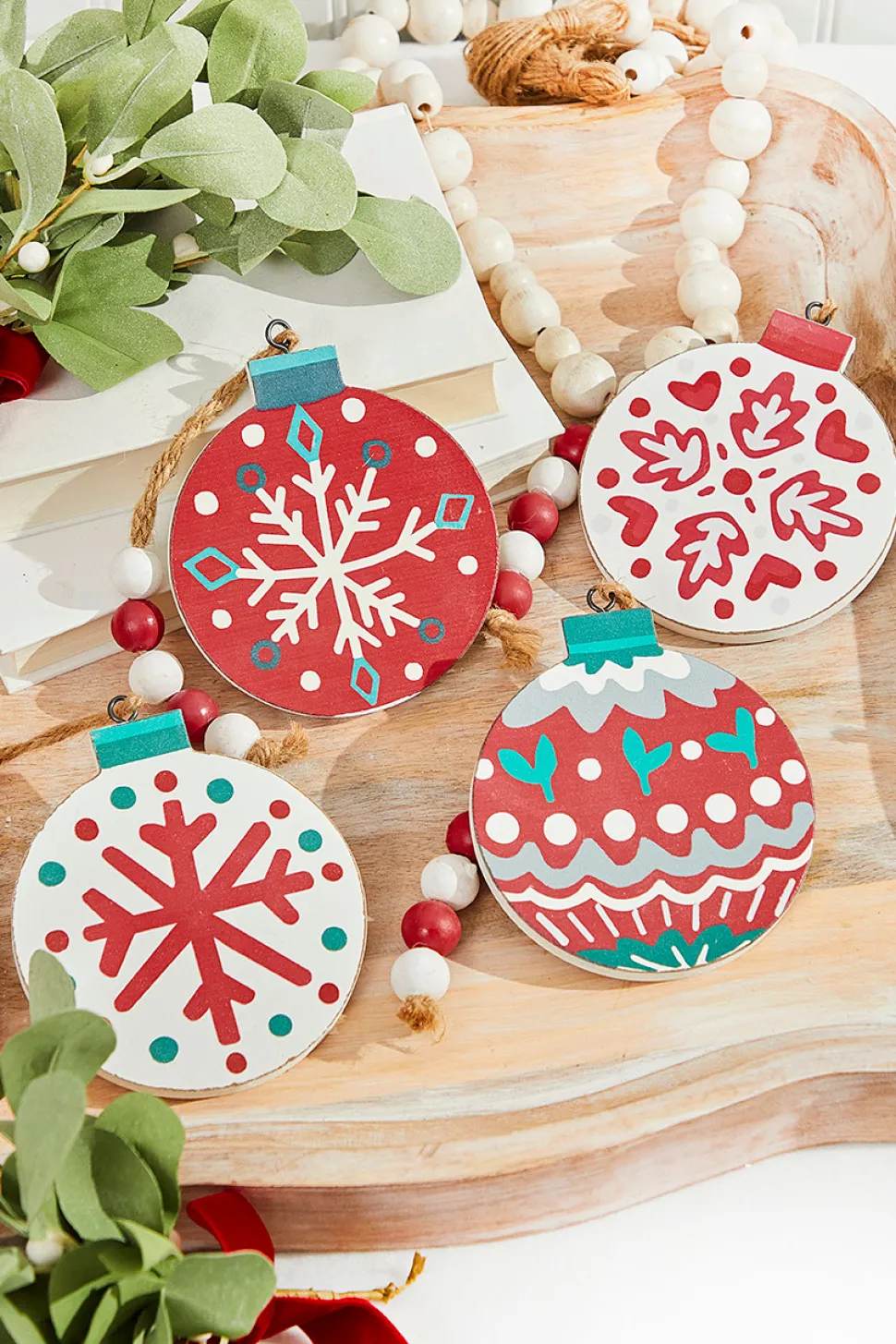 5” Nordic Pattern Wood Ornament