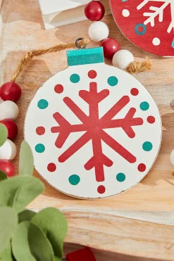 5” Nordic Pattern Wood Ornament
