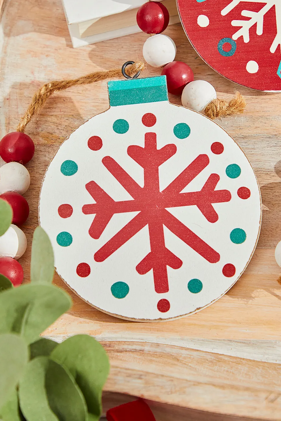 5” Nordic Pattern Wood Ornament