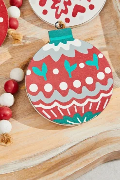 5” Nordic Pattern Wood Ornament