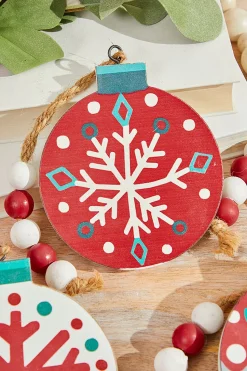 5” Nordic Pattern Wood Ornament