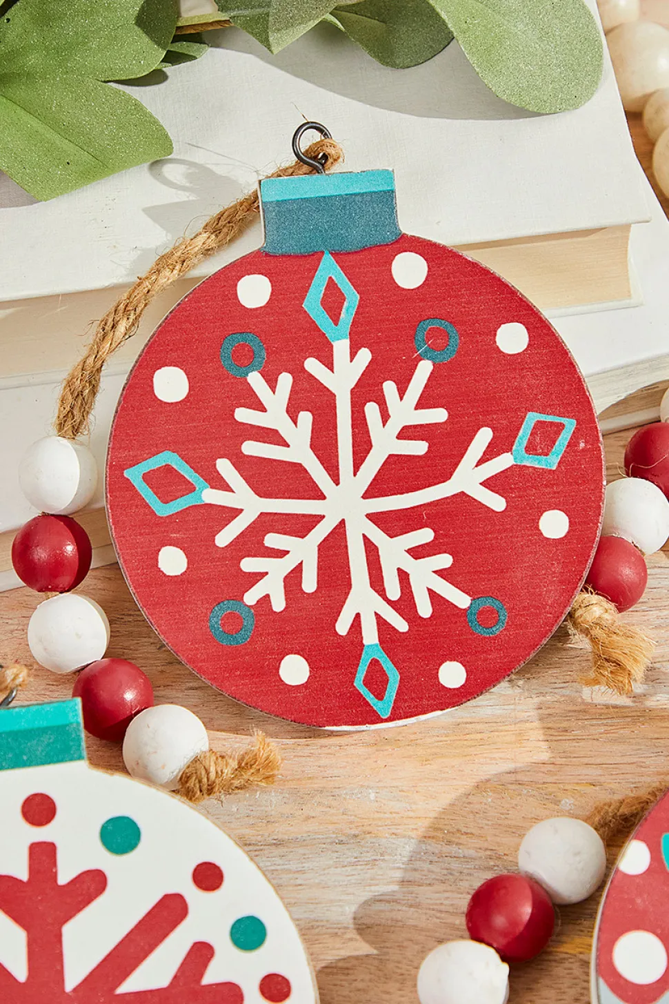 5” Nordic Pattern Wood Ornament