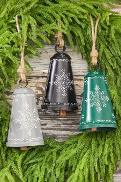 9" Nordic Snowflake Metal Bell Ornament