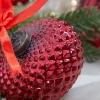 4" Onion Hobnail Ruby Glass Ornament
