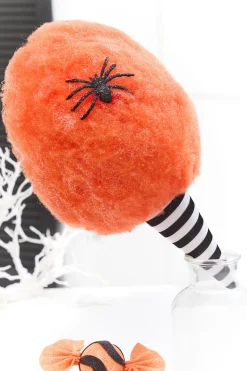 14" Orange Glitter Cotton Candy Halloween Ornament