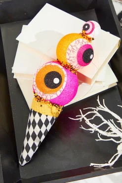 13" Orange & Pink Eyes Cream Ornament