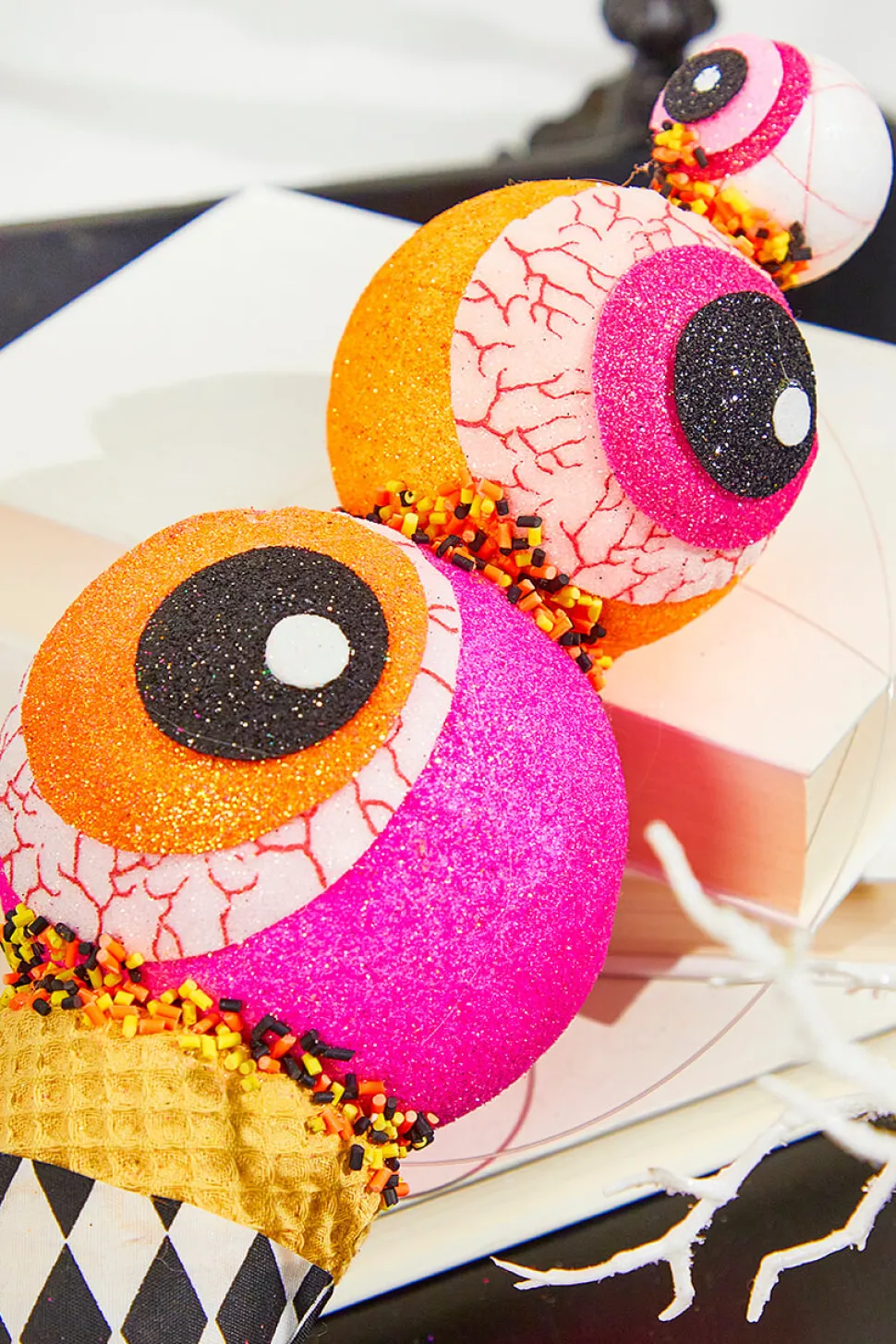 13" Orange & Pink Eyes Cream Ornament