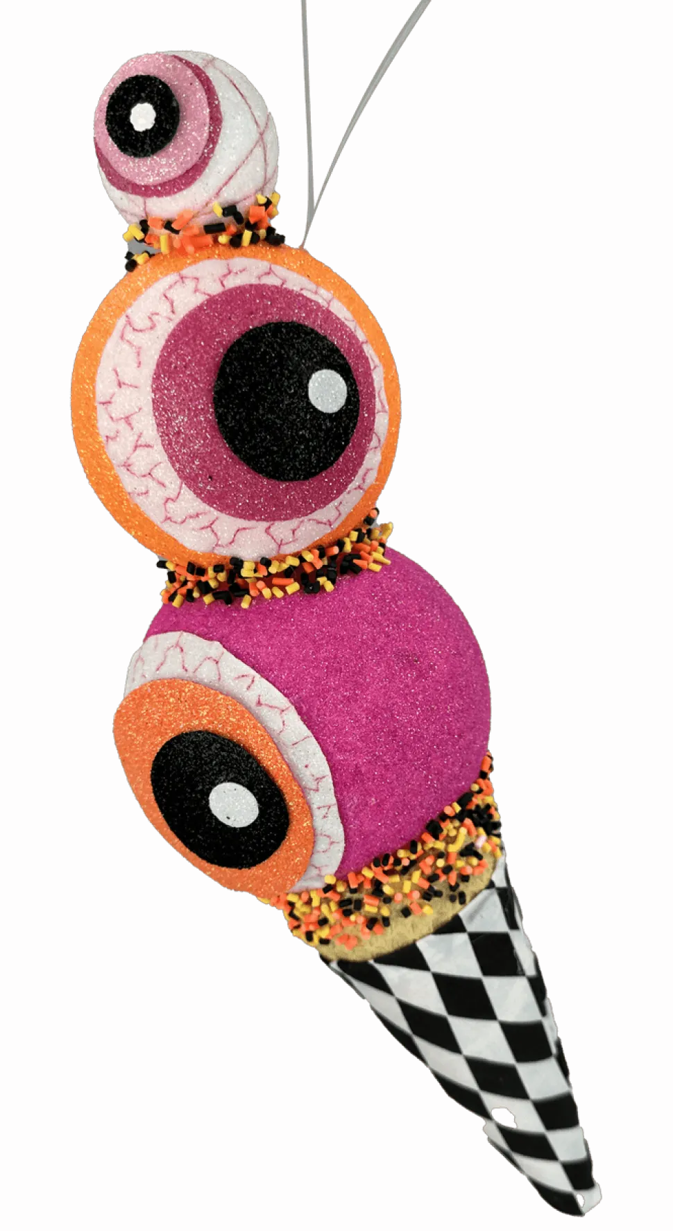 13" Orange & Pink Eyes Cream Ornament