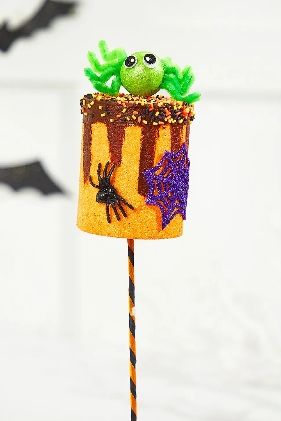18" Orange Spider Marshmallow Pick