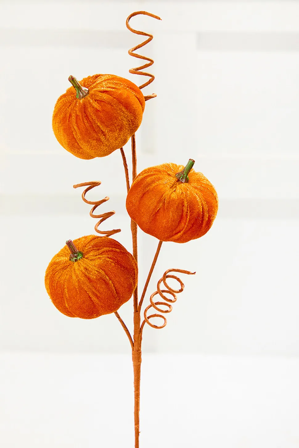 24" Orange Velvet Pumpkin Spray