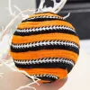 5" Orange Velvet Stripe Ball Ornament