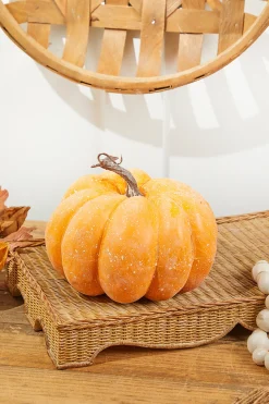 8" Orange Weathered Pumpkin with Stem