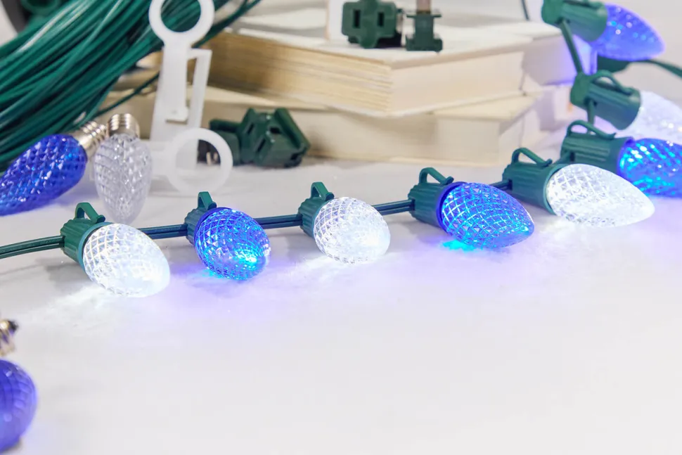 100' Outdoor Christmas Lighting Kit - Cool White/Blue