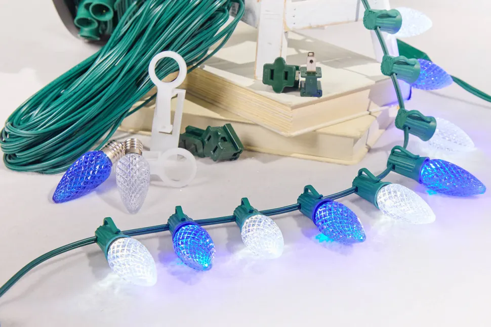 100' Outdoor Christmas Lighting Kit - Cool White/Blue