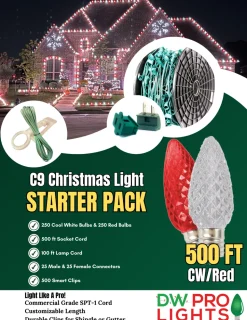 500' Outdoor Christmas Lighting Kit - Cool White/Red
