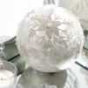 5" Pearl Snowflake Glass Ball Ornament