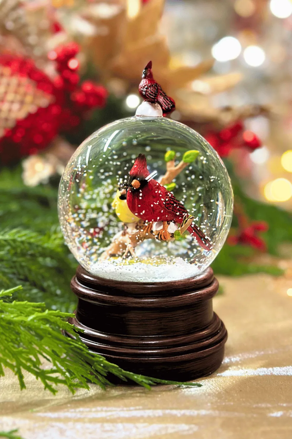8" Penguin or Cardinal Snow Globe
