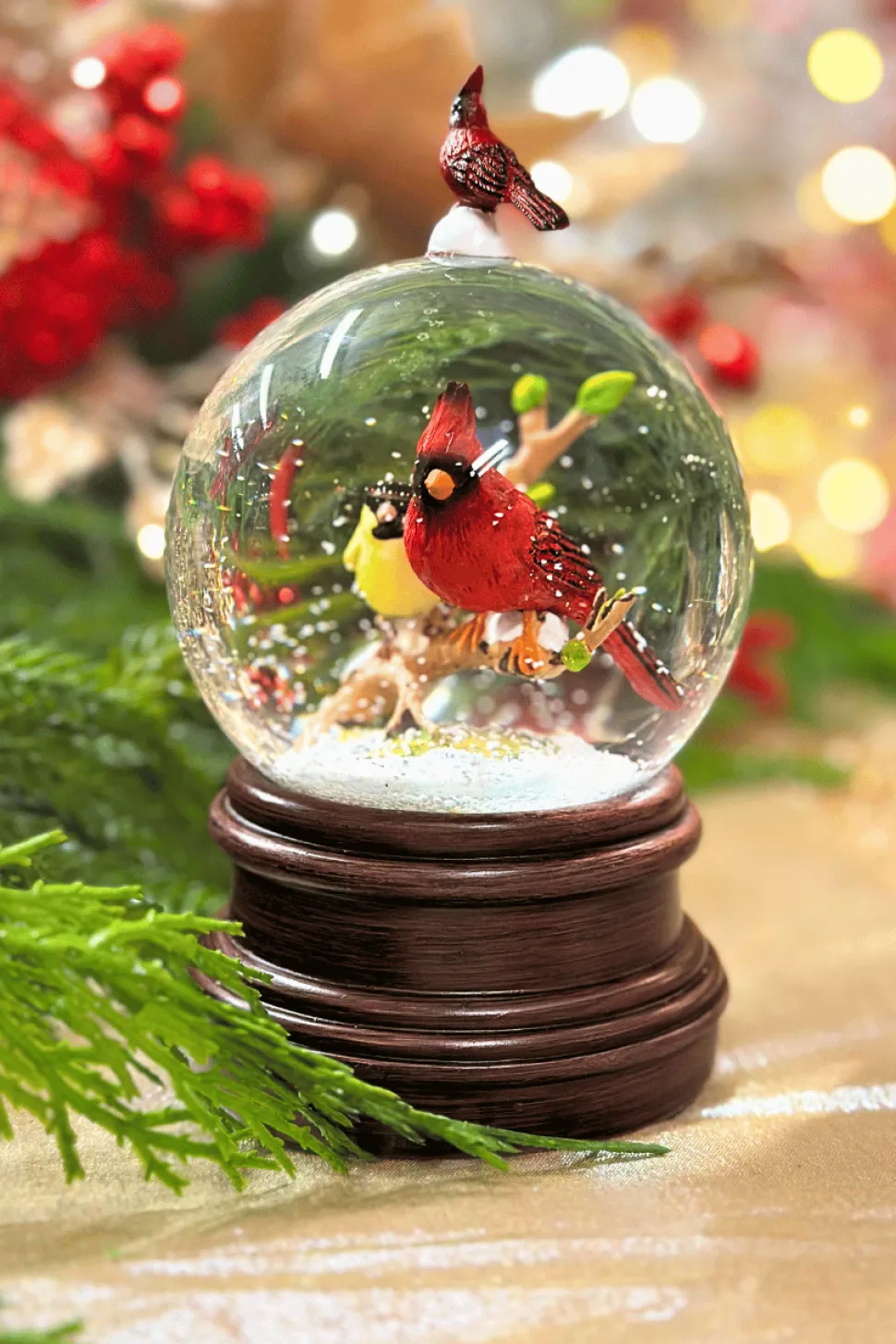 8" Penguin or Cardinal Snow Globe