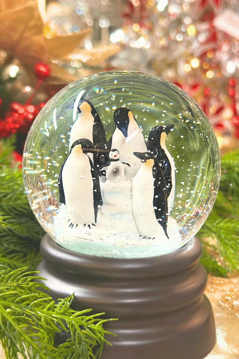 8" Penguin or Cardinal Snow Globe
