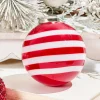 4" Peppermint Glass Ball Ornament