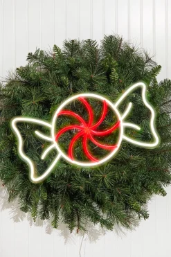10.6" Peppermint Round Candy Lit Neon Sign