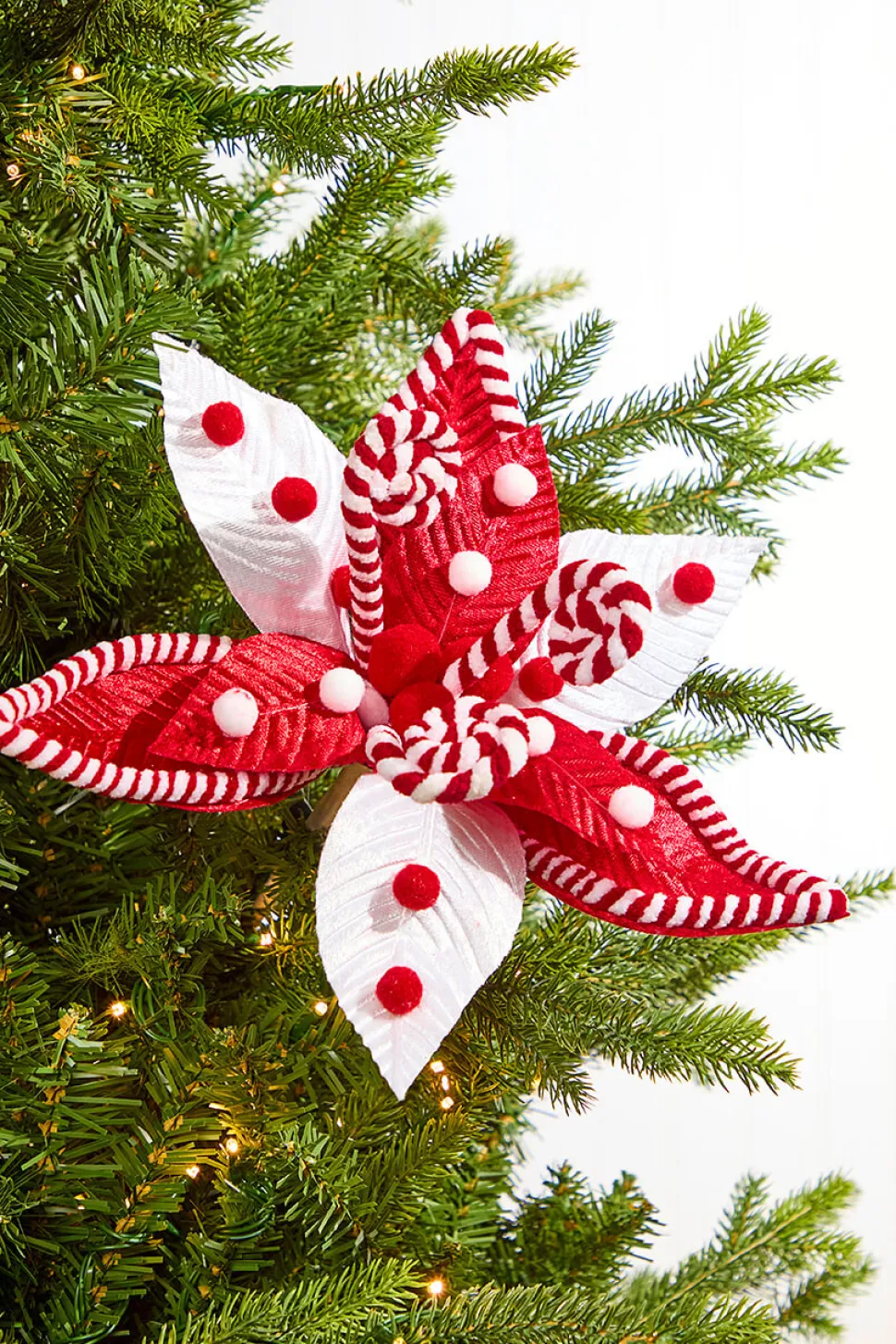 22" Peppermint Swirl Poinsettia Stem
