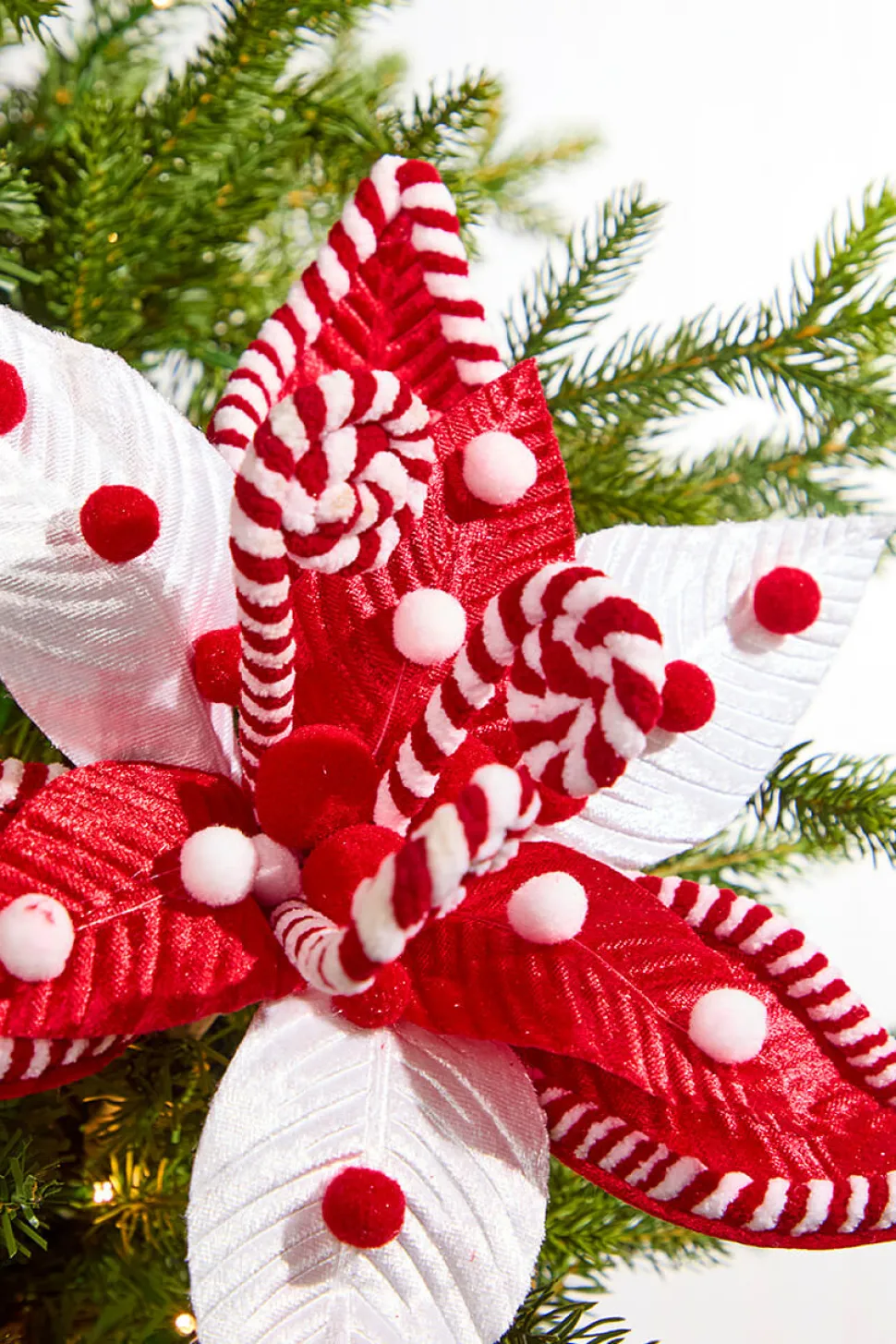 22" Peppermint Swirl Poinsettia Stem