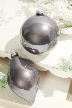 4" - 6" Pewter Glass Finial and Ball Ornaments