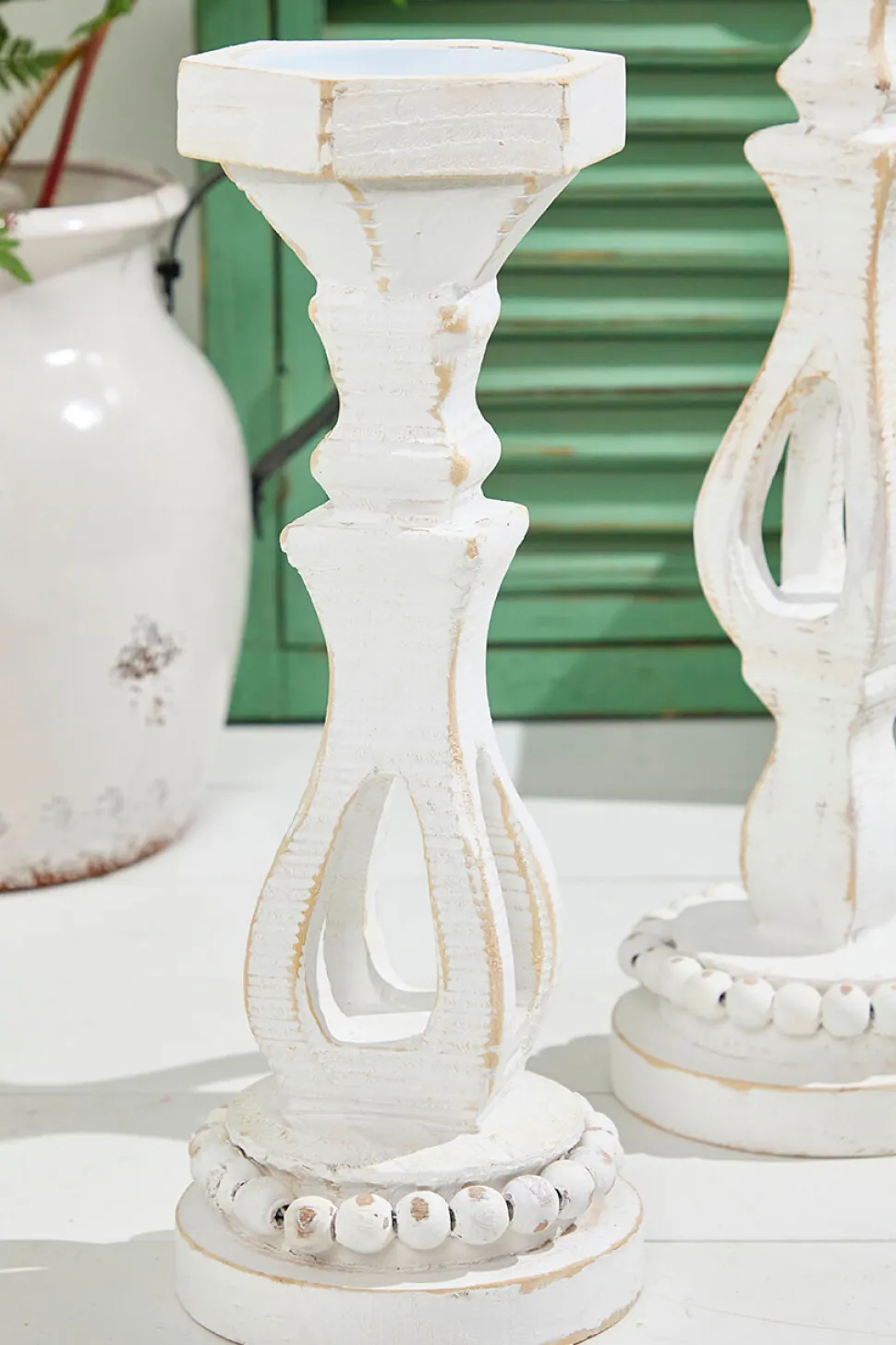 13"-16” Pillar Wood Candle Holder Set