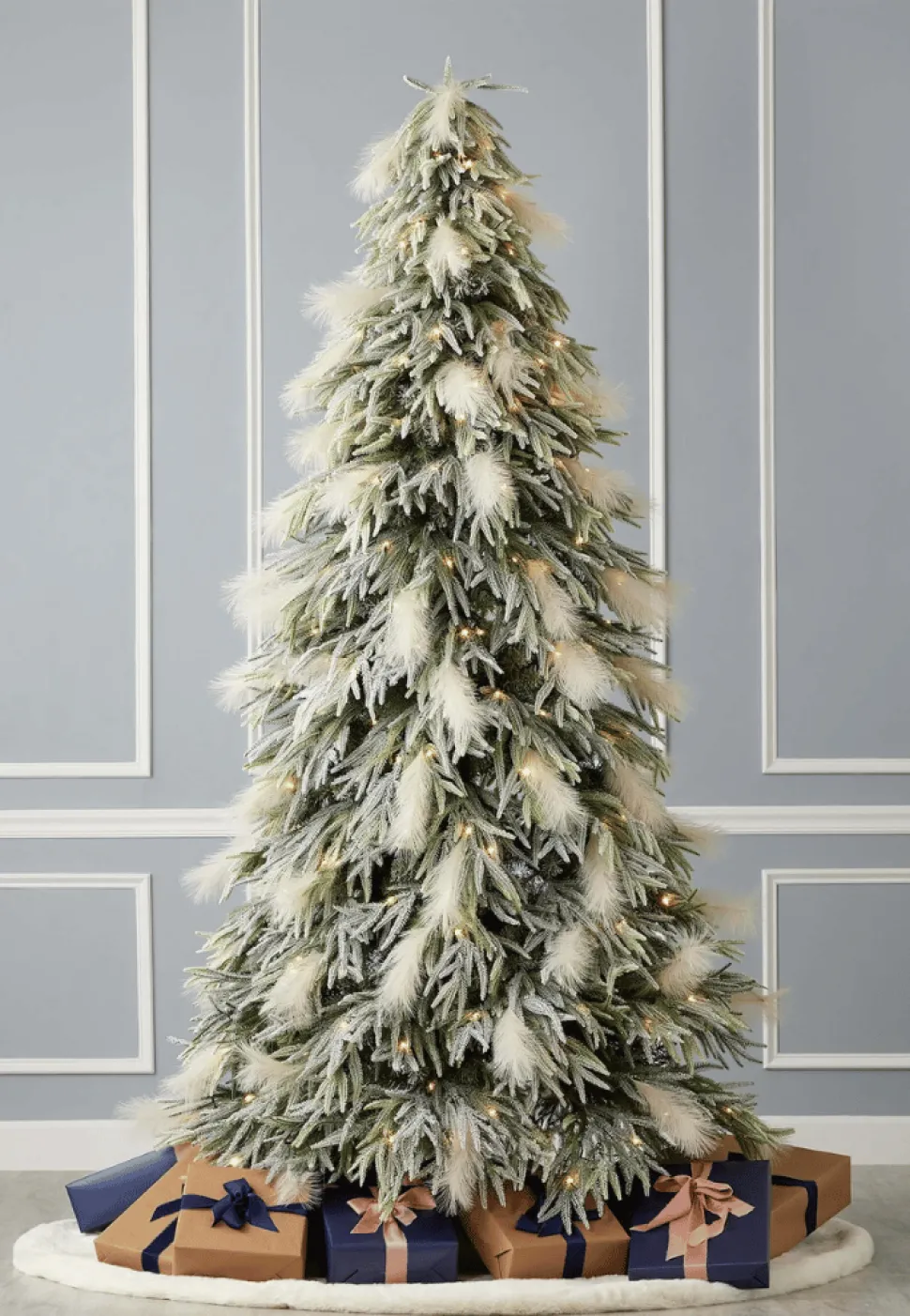 7.5' Pine and Pampas Artificial Christmas Tree with 550 Warm White LED Lights