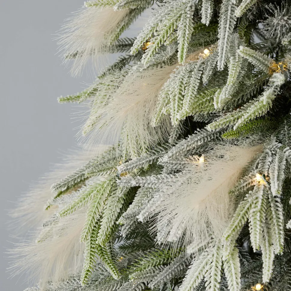 7.5' Pine and Pampas Artificial Christmas Tree with 550 Warm White LED Lights