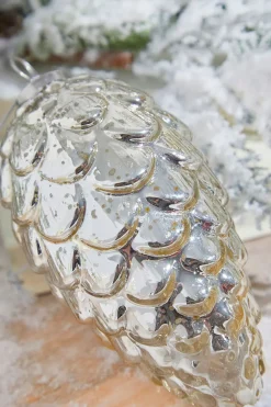 7" Pinecone Burnished Mercury Glass Ornament