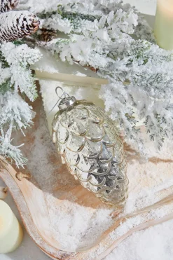 7" Pinecone Burnished Mercury Glass Ornament