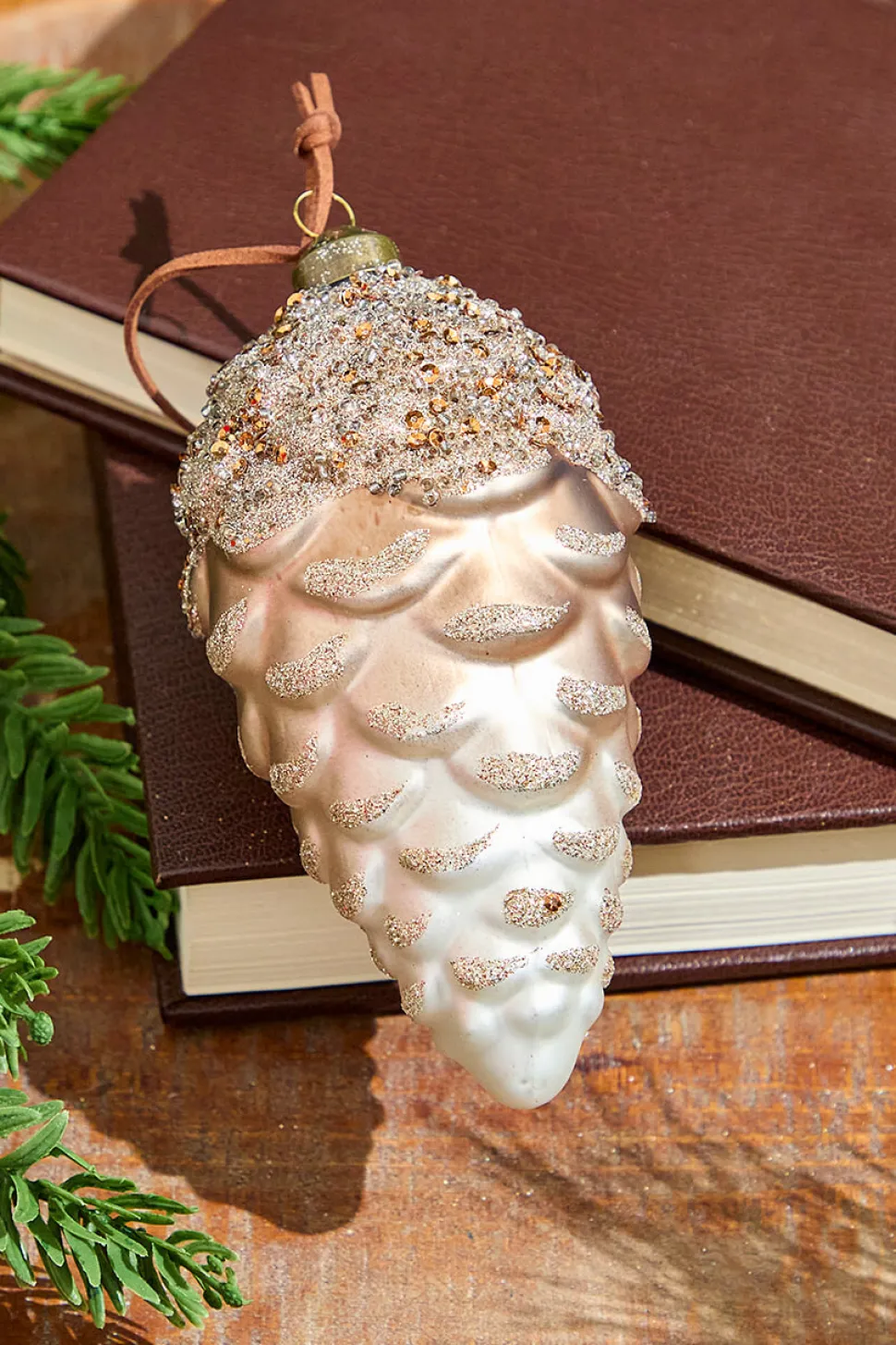 6" Pinecone Glass Ornament