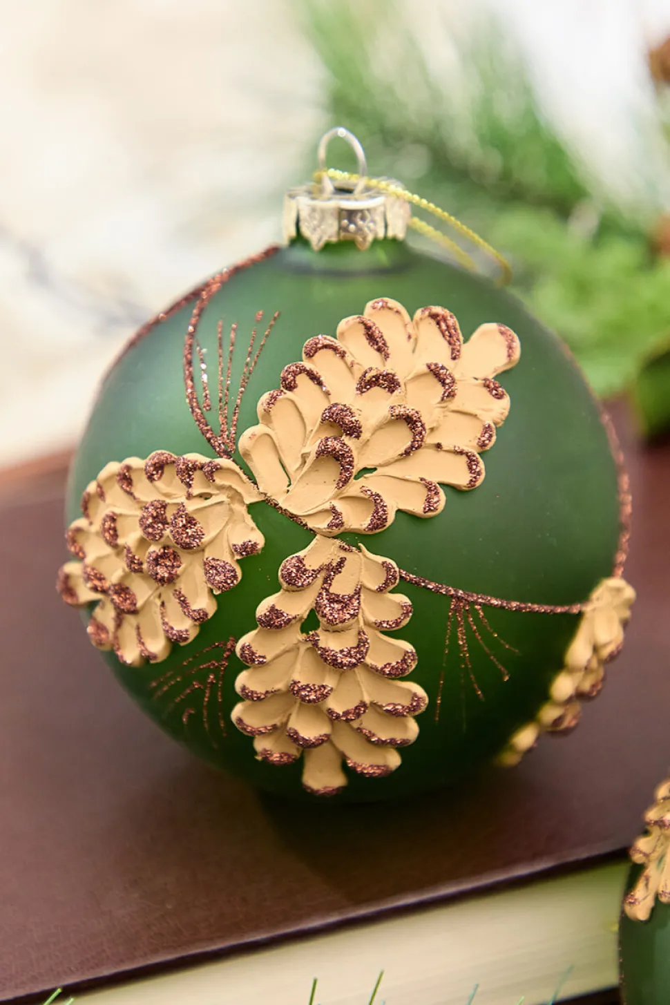 4" - 6" Pinecone Glitter Glass Ornament