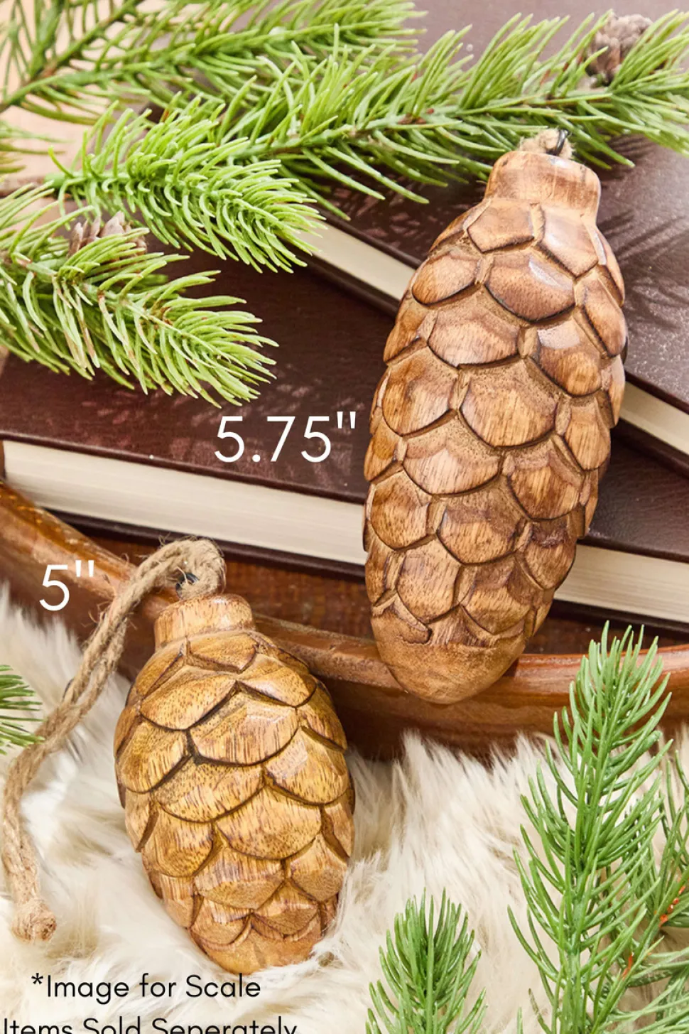 5" Pinecone Wood Ornament