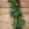 72” Pine Garland with Pinecones & Berries