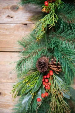 72” Pine Garland with Pinecones & Berries