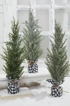 21" Pine Tree With Plaid Fabric