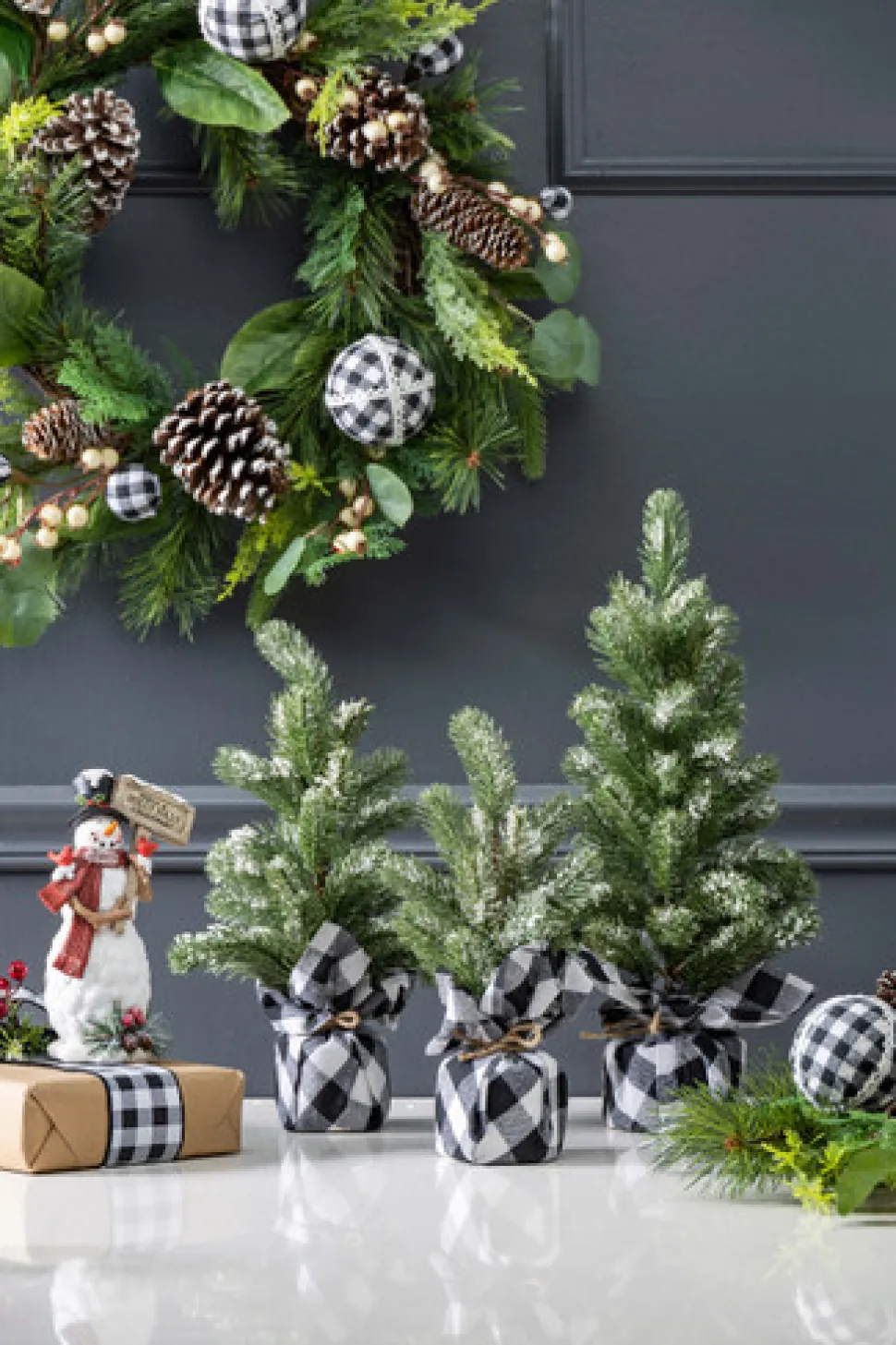 Pine Tree With Plaid Fabric - Medium