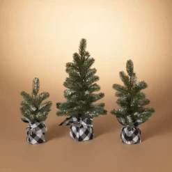 Pine Tree With Plaid Fabric - Small