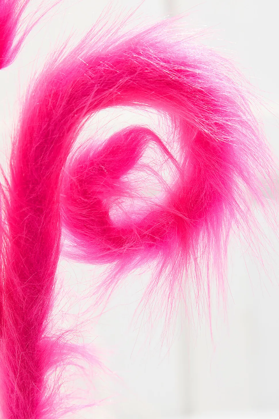 28" Pink Furry Spiral Curly Spray