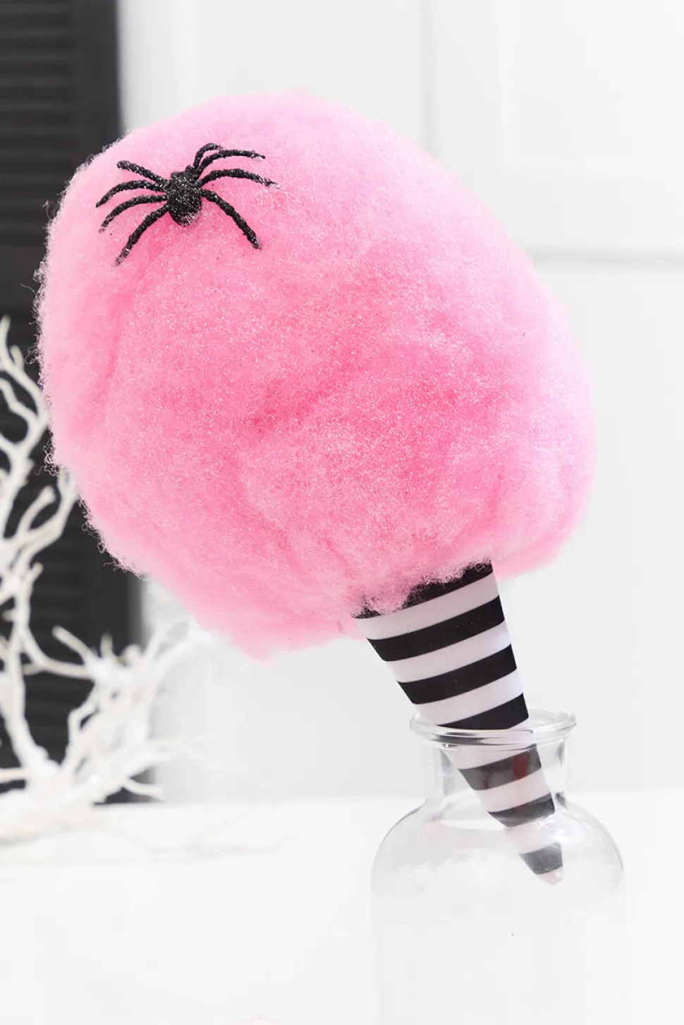 14" Pink Glitter Cotton Candy Halloween Ornament