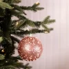 4.5” Pink Glitter Sequin Iced Ball Christmas Ornaments