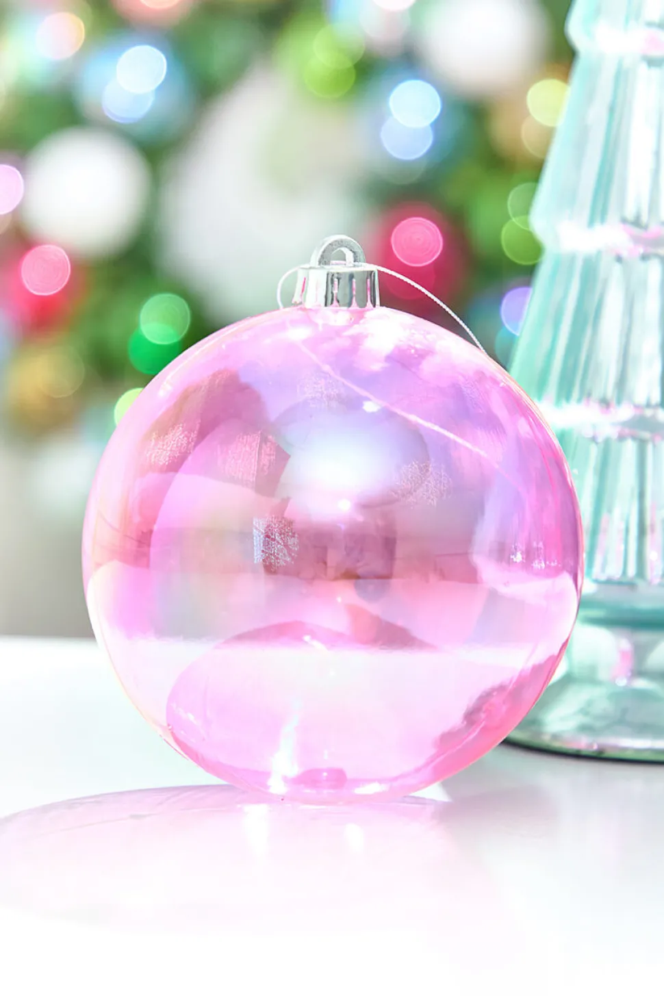 6" Pink Iridescent Ball Ornament
